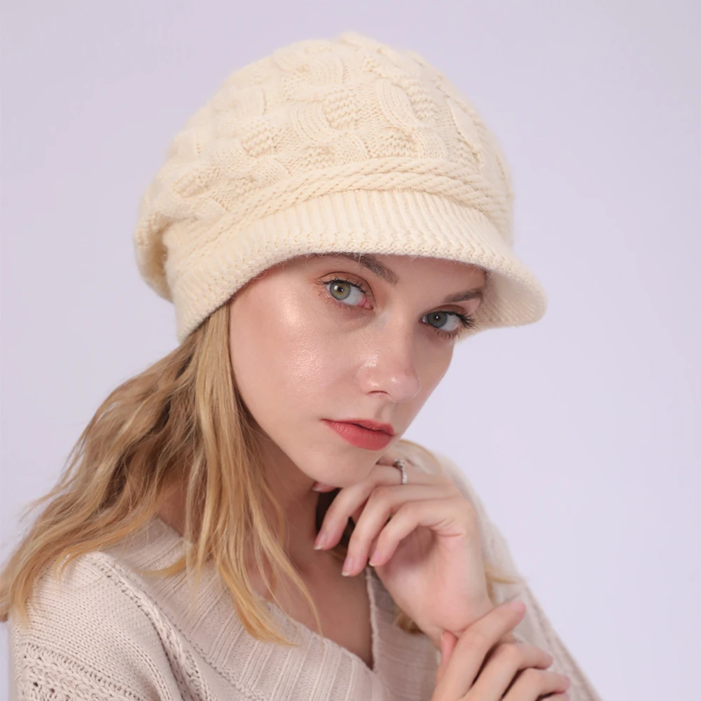 Solid-Color Twisteds Beret Hat Anti-Freezing Warm Casual Hats For Dating Shopping