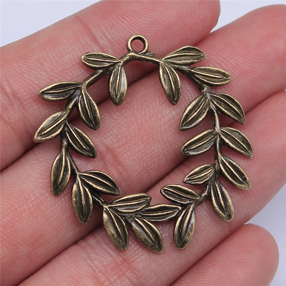 WYSIWYG 4pcs Charms Olive Branch Wreath 41x36mm Pendants Making DIY Handmade Jewelry