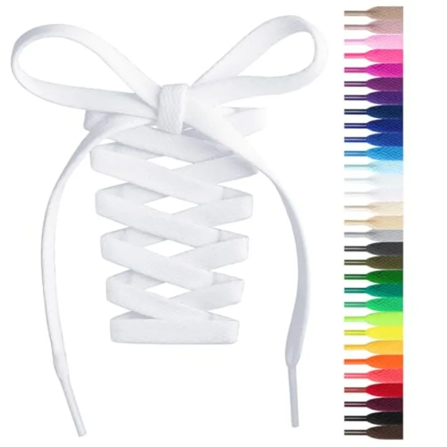

Flat Shoelaces 5/16" - 20 Colors in 36"-72" Shoe Laces For Sneakers