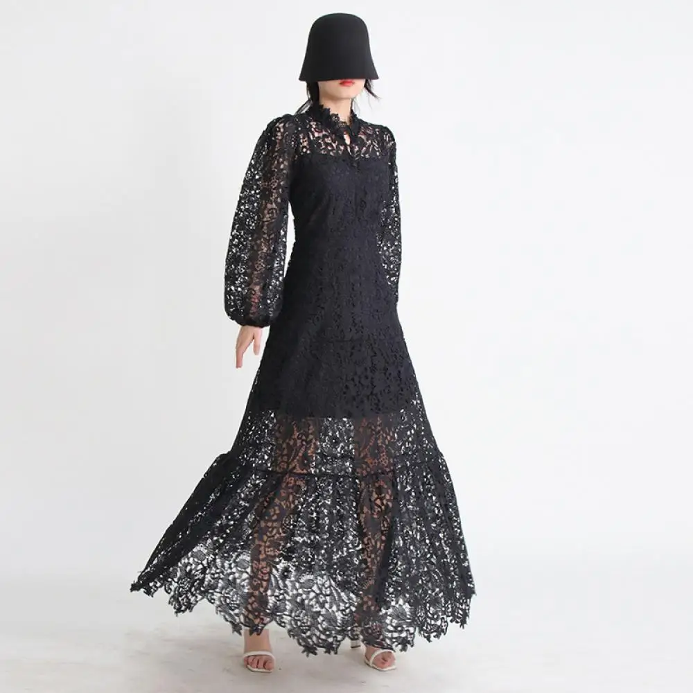 Elegant Long Dresses for Women 2024 Luxurious Evening Lace Dresses Female Embroidered Boutique Dress Ladies One-piece Clothes