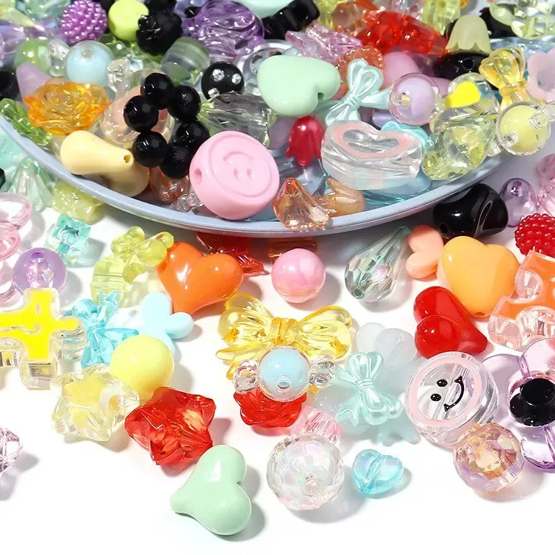 ​​1Bag Mix and match style candy-colored acrylic beads DIYHandmade Bracelet/Jewelry Making Mobile Phone Chain Accessory Material
