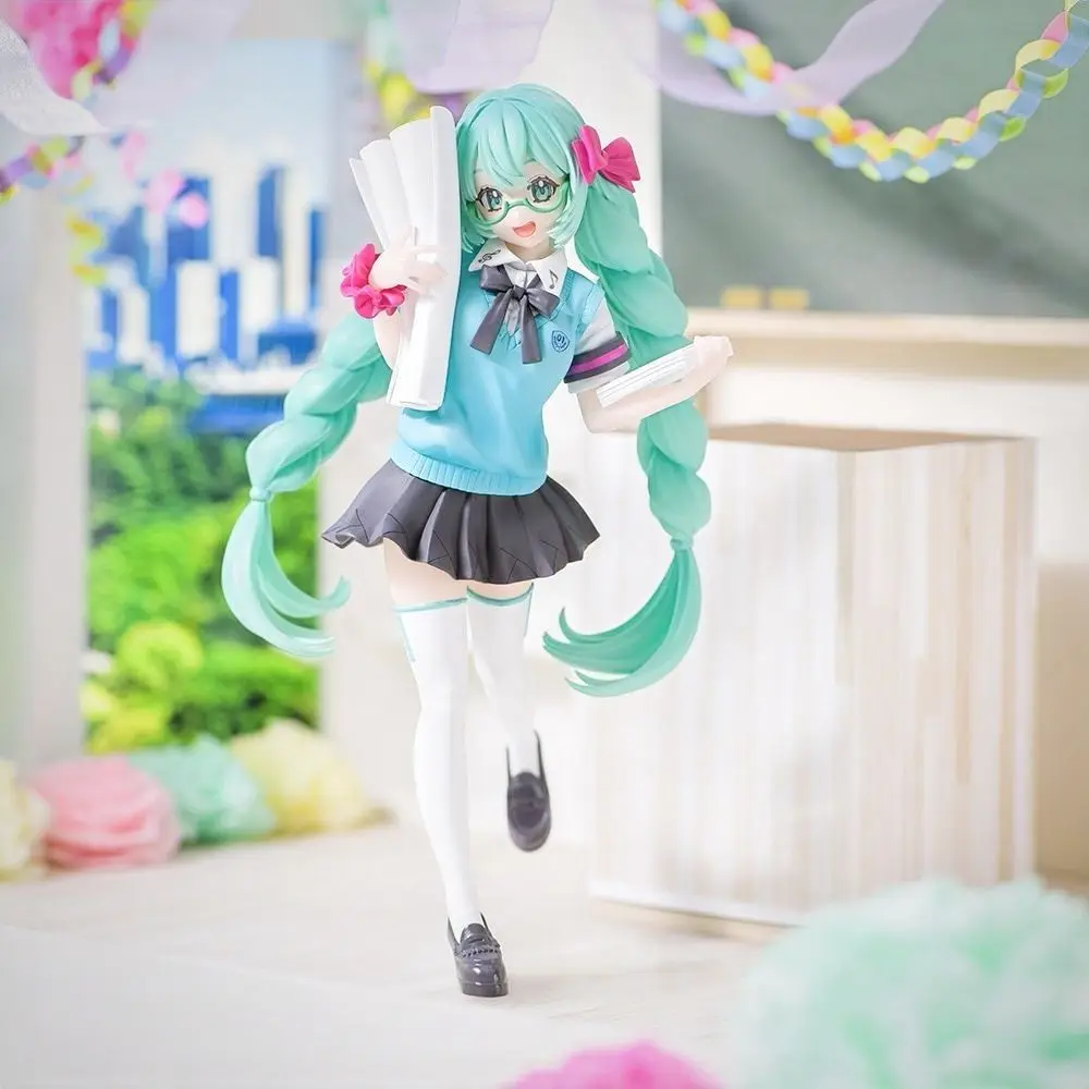 

Anime Hatsune Miku Figure School Uniform Kawaii Twin-Tails Desktop Ornament Gifts