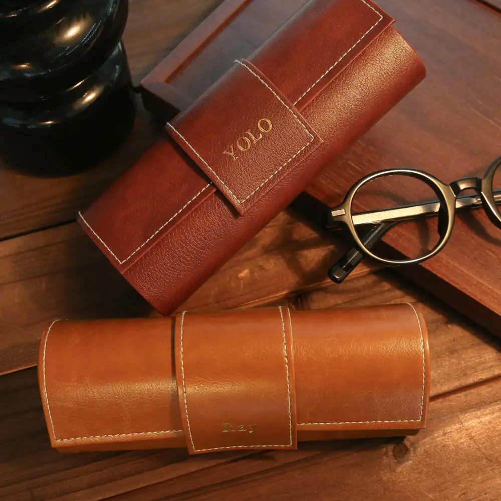 Personalized Custom Name Wrap Leather Eyeglasses Case Pu Portable Glasses Storage Box Custom Monogram Gift 24H Fast Dispatch