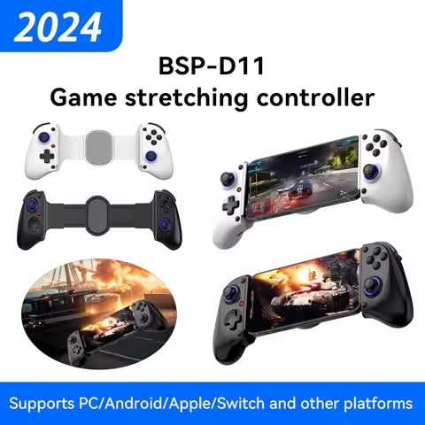 BSP-D11 Telescopic Game Controller For Switch/Android/Apple/IOS/PS3/PS4 RGB Light Wireless Mobile Gamepad with Turbo/6-axis Gyro