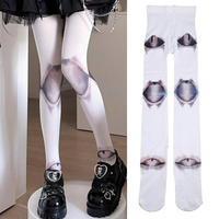 Gothic Harajuku Lolita Pantyhose for Women Japanese Gothic Anime Novelty Jointed Doll Tattoo 3D Print Tights Cosplay Stocking