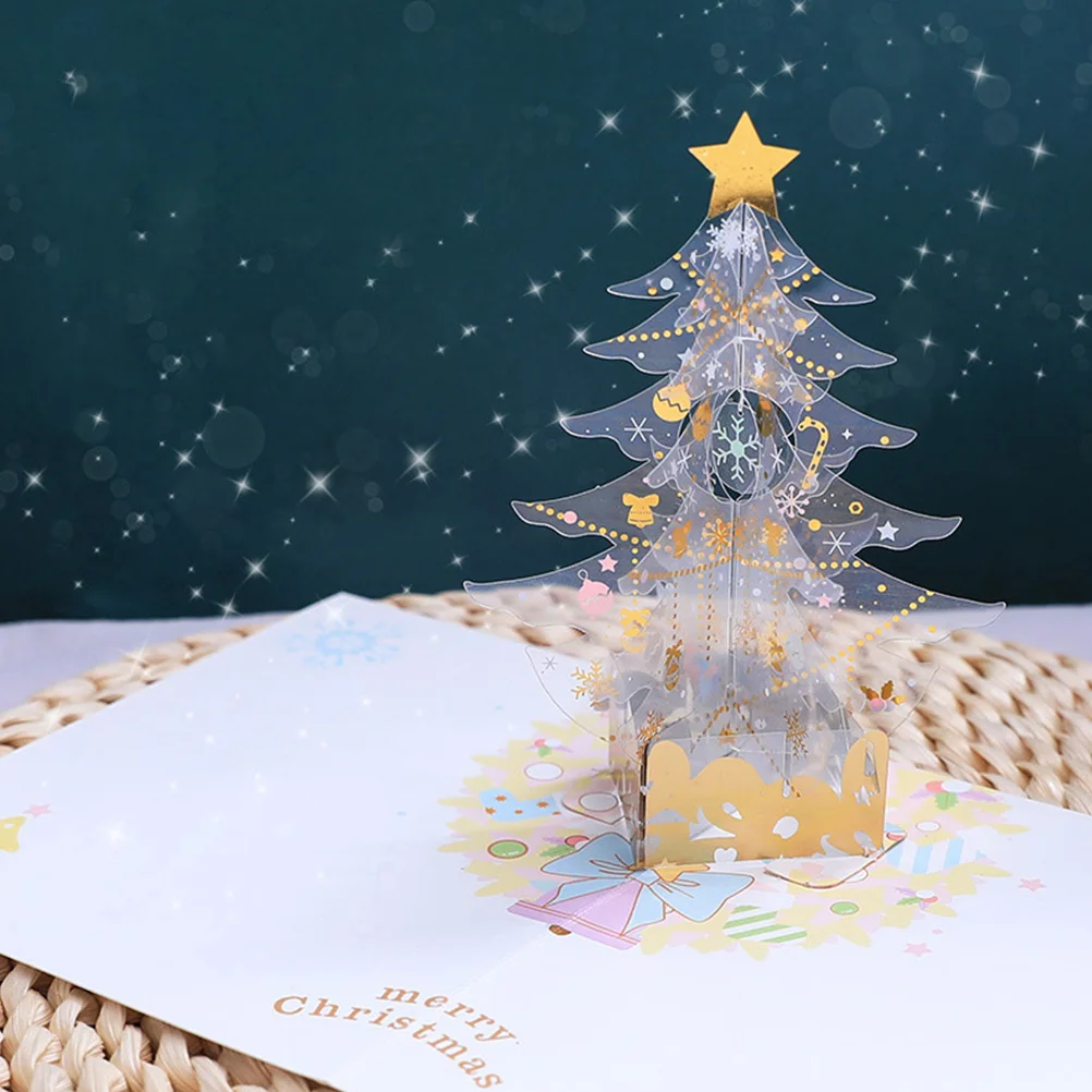 

3D Christmas Tree Greeting Crystal Decor Holiday Festive Season Cards Party Gifts Family Friends Christmas Tree Card Greeting