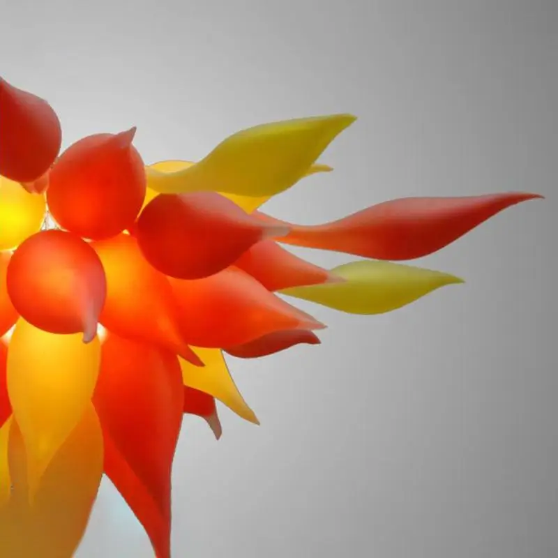 Orange Yellow Pendant Lamp Modern Crystal Chandelier Art Decor Hand Blown Glass Lights 28 by 16 Inches image 2