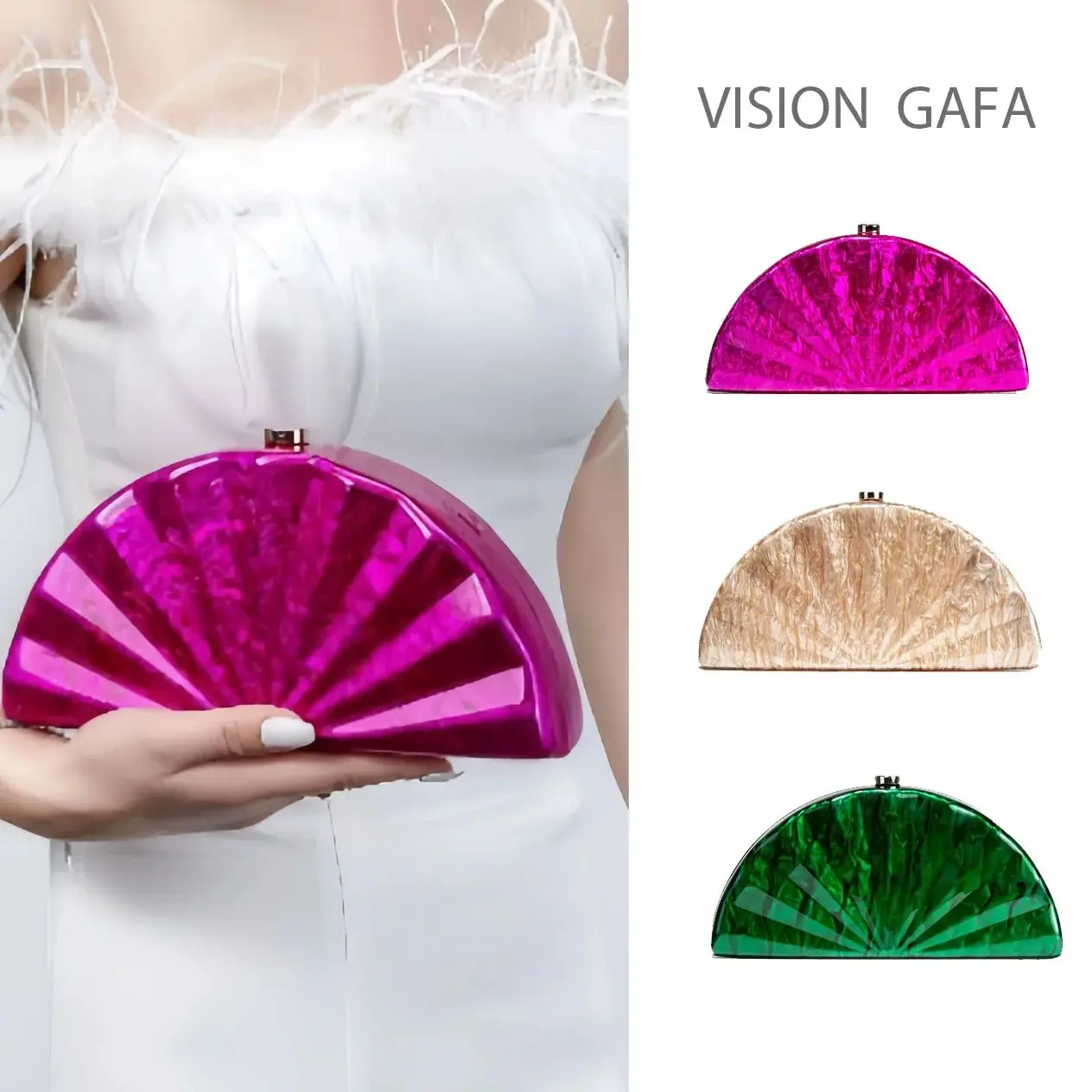 

NewFashion Half Moon Circular Barrel-Shaped Acryliy for Women Crossbody Handbag Dress Lady Small Bags Clutch Purse Beach Summer