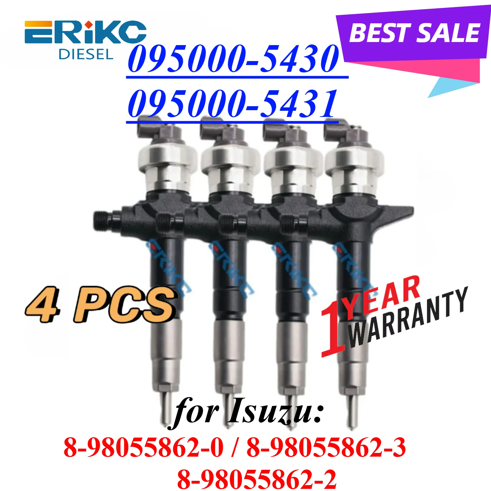 

4 шт. 095000-5430 8980558620 Форсунка дизельного топлива 095000-5431 Распылитель форсунок 8-98055862-2 8-98055862-3 для Isuzu 8-98055862-1
