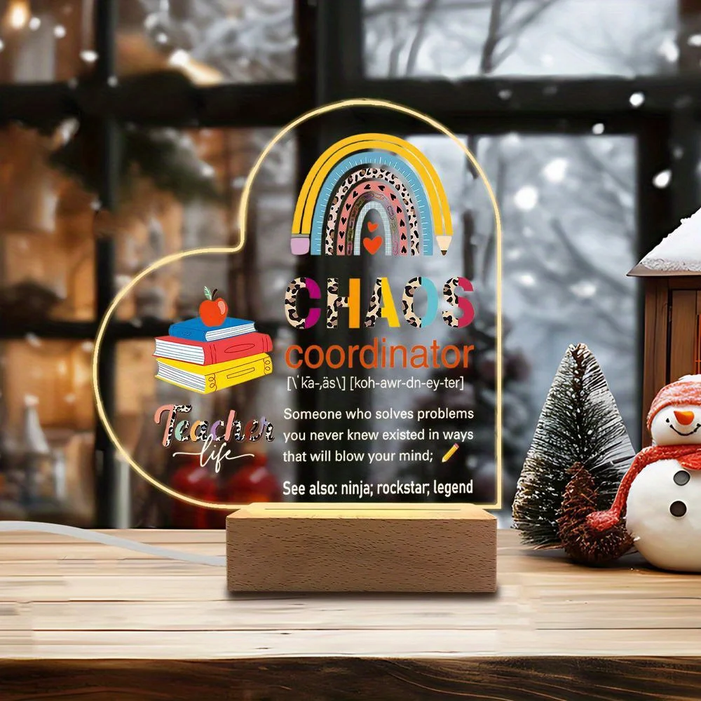 

1 шт., акриловый светящийся орнамент, аксессуары для фотосъемки, USB-основание, блестящий рождественский декор, подарок учителю/количу