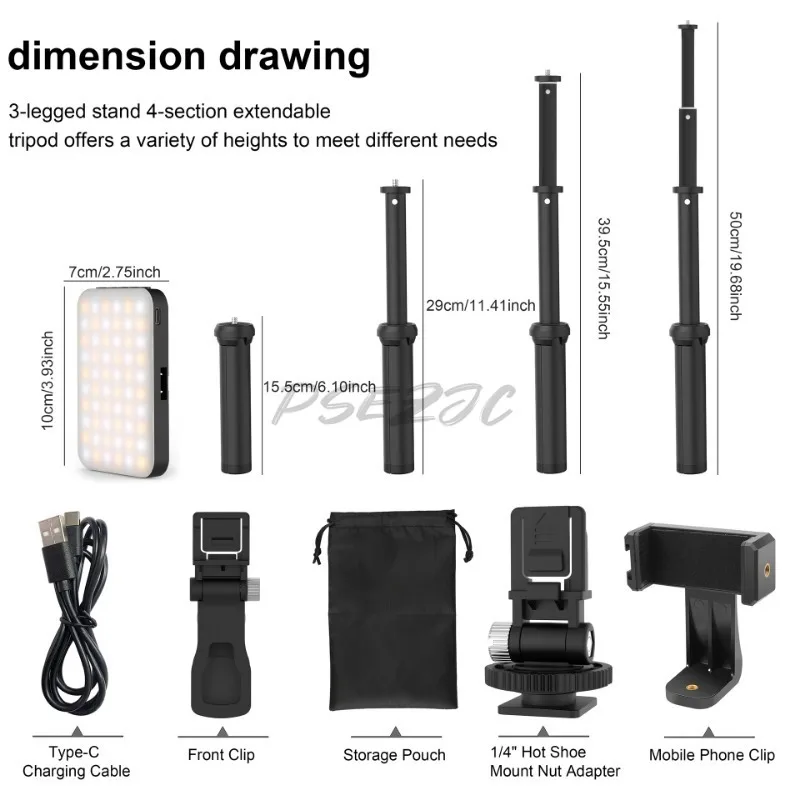 LED Selfie Triangle Stand Light Mobile Phone Fill Light 2500mAh Portable Clip on Light for Live Video Shootingble