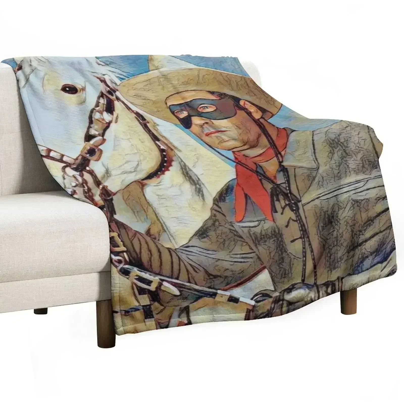 The Lone Ranger and Silver Throw Blanket Camping Furrys bed plaid valentine gift ideas Heavy decorative Blankets