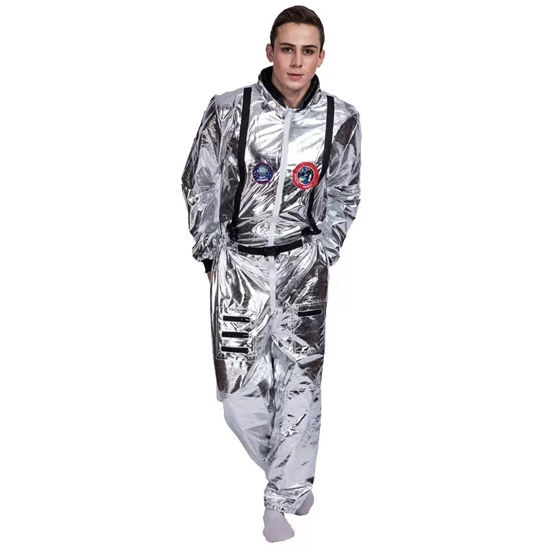 Astronaut Costume Adult Silver Spaceman Costume Women Space Suit Party Dress up Costume Astronaut Suit Adult Kids