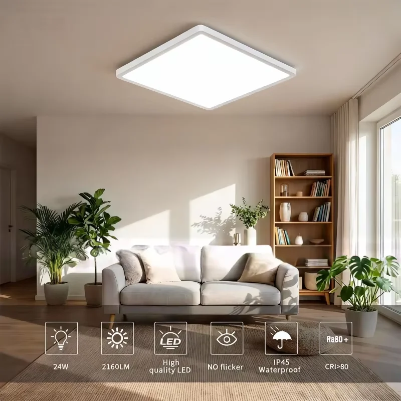 LED Ceiling Light Three Color Dimmable Surface Mount with Remote for Bedroom Living Room Kitchen Study Hall Dining Home Lights