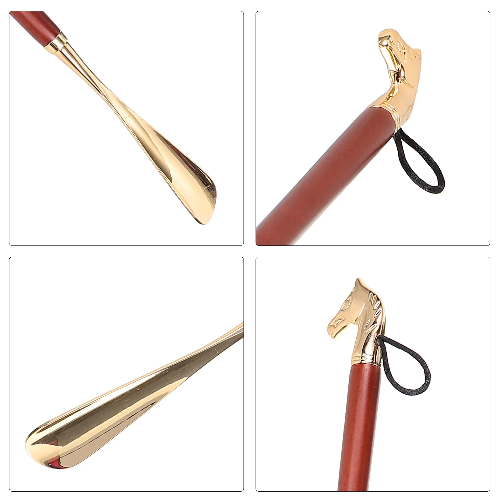 

Long Handle Shoe Horn for Wearing Smooth Edges Wood and Copper Shoehorn for Elderly Back Pain Relief Household Travel