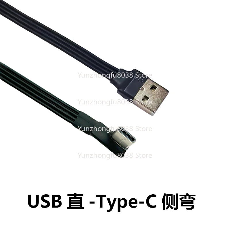 ذكر إلى USB 3.1 Type-C ذكر الزاوية العلوية والسفلية USB شحن البيانات 90 درجة كابل USB-c المسطح