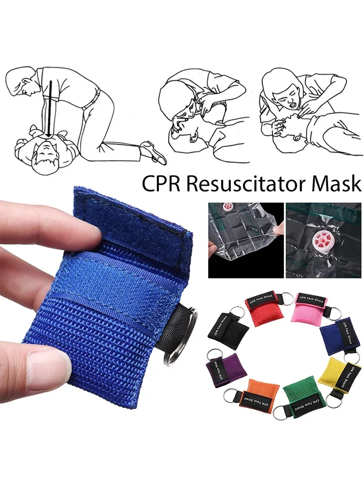 1pcs Keychain First Aid Emergency Face Shield CPR Mask Professional Outdoor Rescue Health Care Tools Jetting Resuscitator Mask