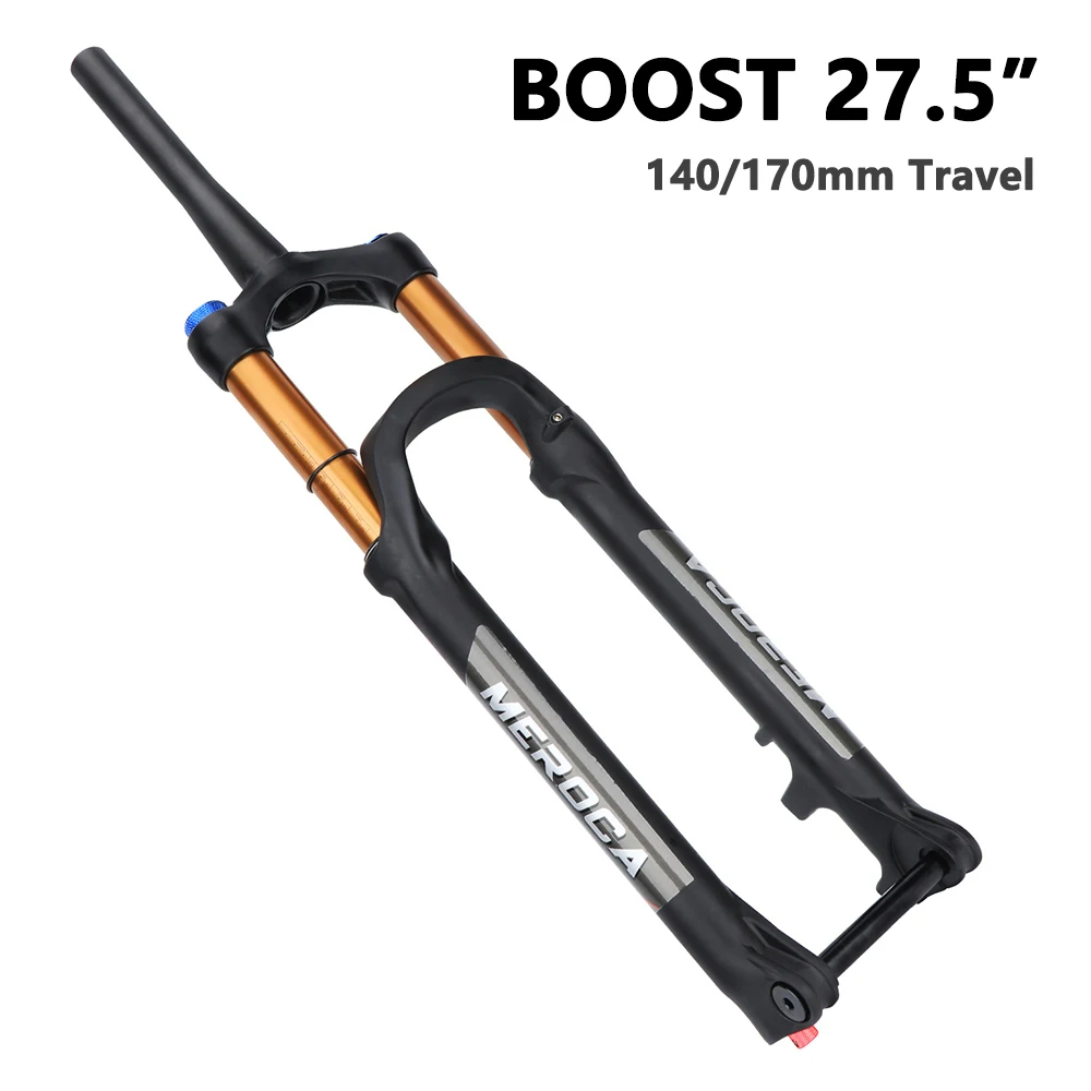 

Alloy Aluminum MTB Bike Fork Air Suspension 27.5" BOOST 140mm 170mm Travel Tapered Mountain Bicycle Front Fork 15x110mm