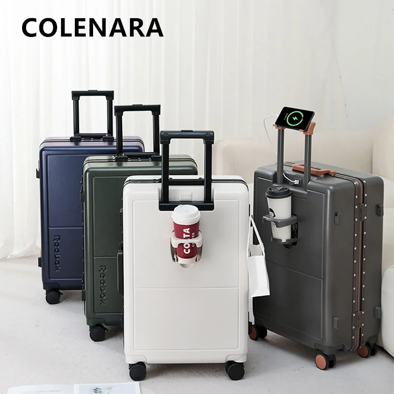 COLENARA Multifunctional Suitcase Aluminum Frame Trolley Case ABS+PC Boarding Box 20