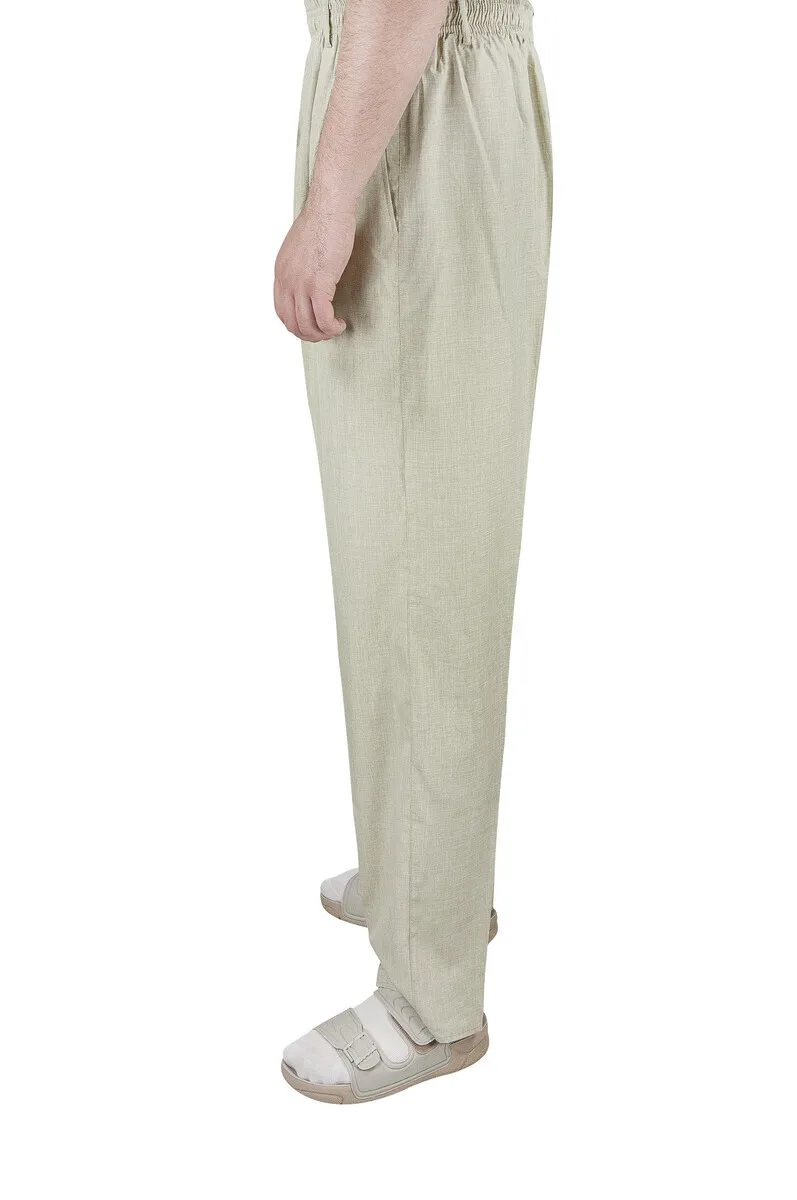 IQRAH Summer Linen Elasticized Waist Harem-Pants Cream