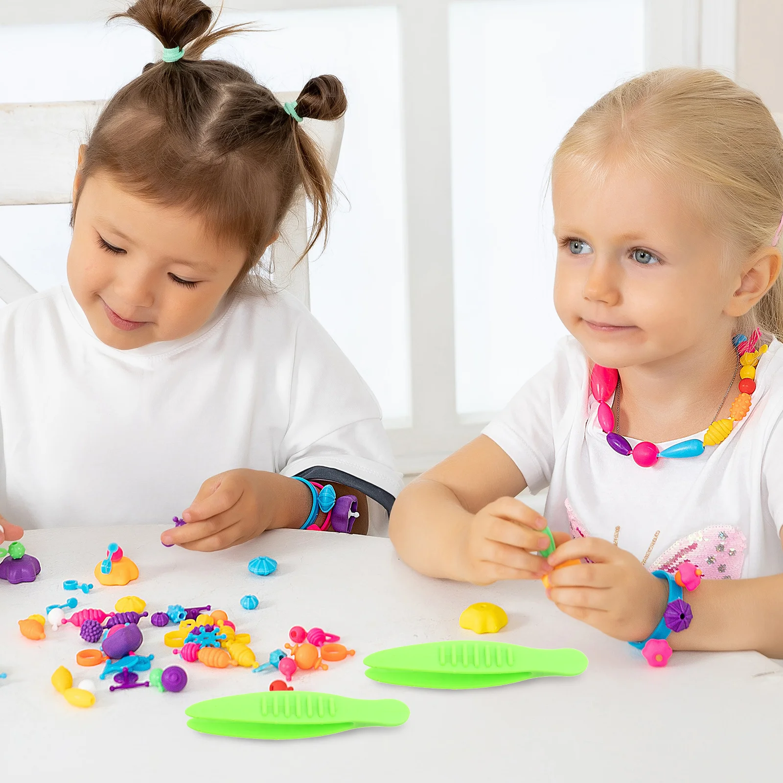 유치원 학습 활동을위한 10pcs 핀셋 안전한 공예 구슬 파충류 먹이 공급 과학 실험 도구 플라스틱