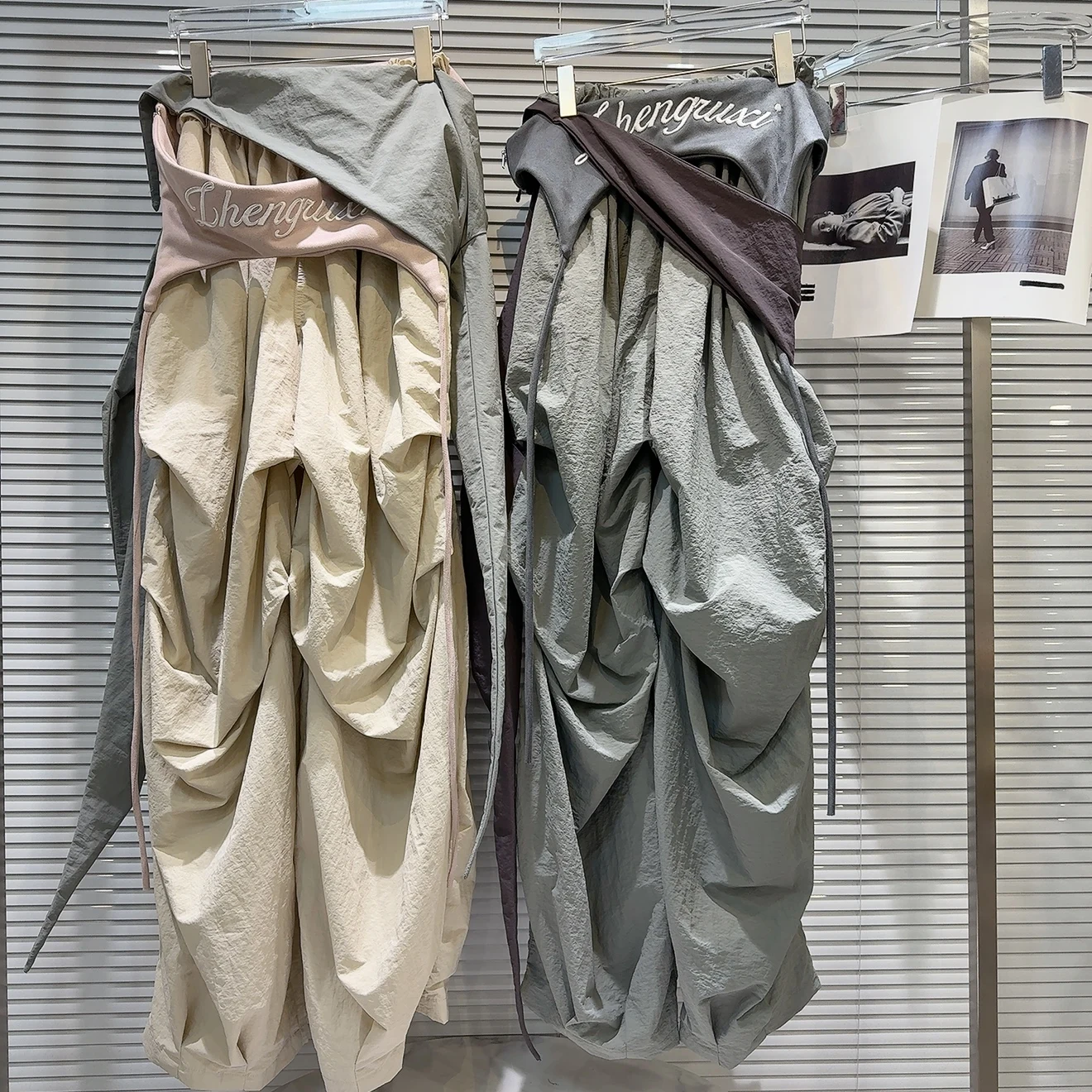 2025 Autumn New Arrival: Street-Stopping Spice Girl Cargo Pants with Letter Embroidery & Waist Tie Straps