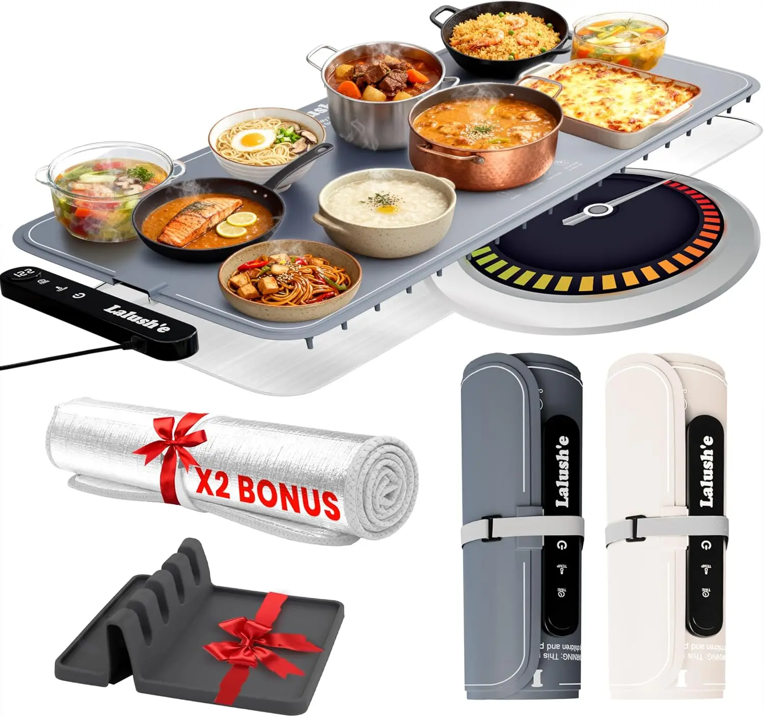 

Electric Food Warming Mat, XXL 36x15 - Graphene Portable Food Warmer for Parties, Hosting & Buffet Serving Foldable