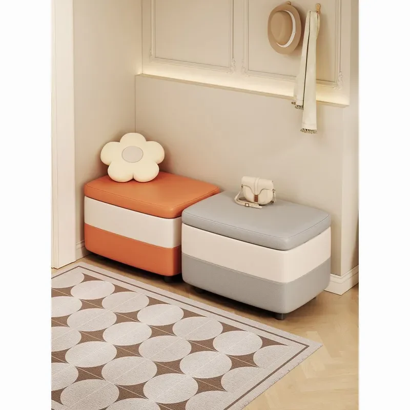 for Storage Stool for Home Shoe Change Bench Seat with Lid Organizer Box Sofa Ottoman Bedside Small Footstool for Living Room