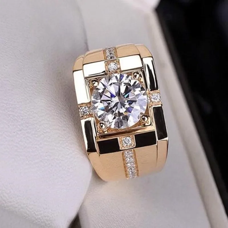 Wide Men's Wedding Band Ring Inlay Zircon Stone Male Luxury Stainless Steel Jewelry Accessories Engagement Rings for Men Gift