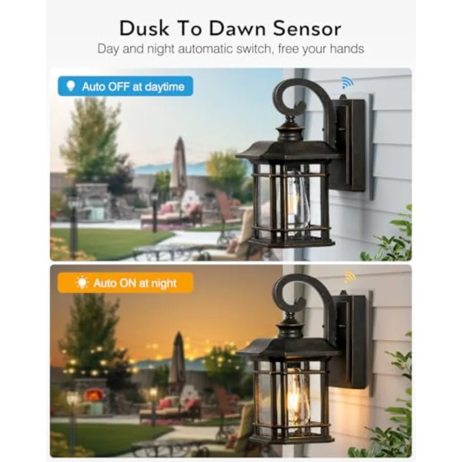 Oil Rubbed Bronze Outdoor Light Fixture, Dusk to Dawn Outdoor Lights for House, Waterproof Porch Lights, Outside Wall Lights fo