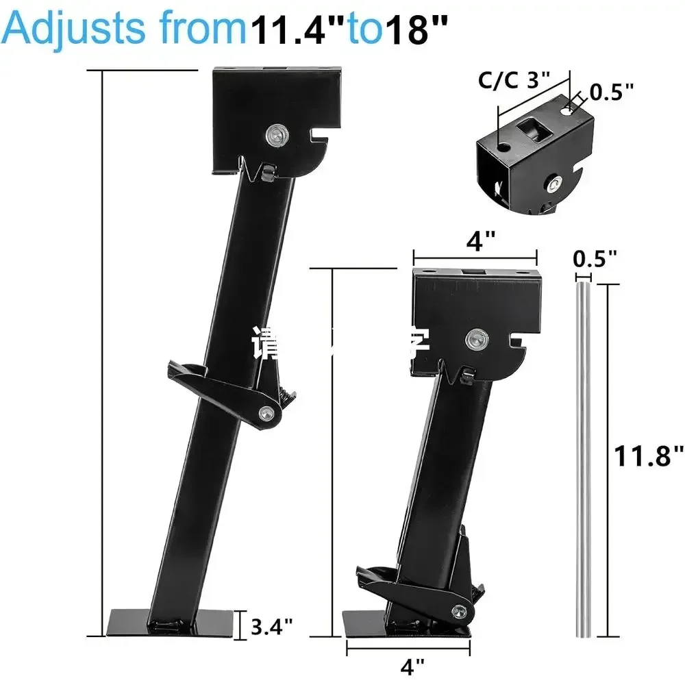 2 Pack Trailer Stabilizer Jacks, Telescoping RV Camper Accessories with Adjustment Jack Rod Handle for Travel 450kg(1000 Lbs) Ca