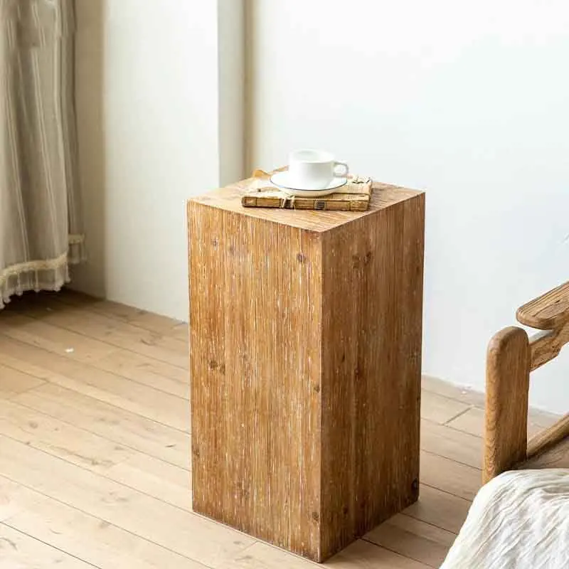 Vintage Furniture,Solid Wood Coffee Table,Wooden Stake Tea Table,Living Room Side Table,Creative Storage Desk,Wooden Pier Tables