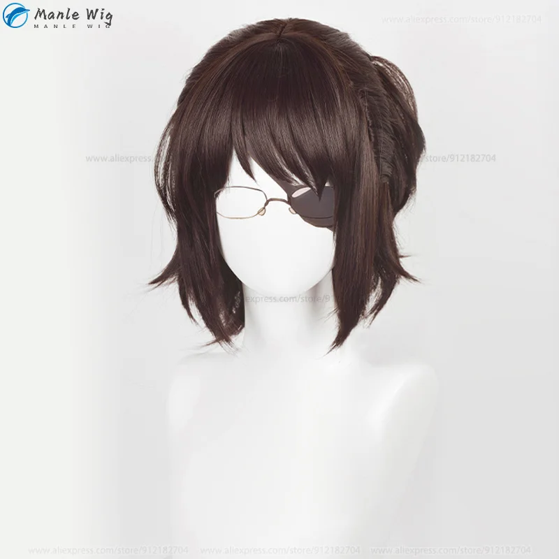 35cm Hange Zoe Cosplay Anime Titan stagione finale 4 Hange Zoe parrucca capelli castani scuri maschera per gli occhi capelli resistenti al calore parrucche Anime + parrucca Cap