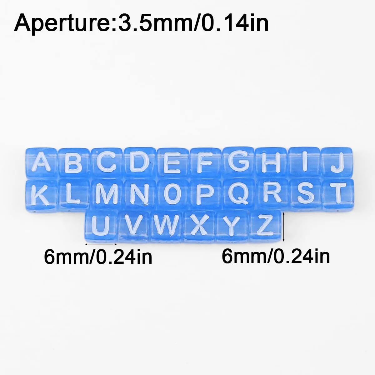 6mm 100pcs Acrylic English Letter Beads with Colored Backgrounds Sky Blue Spacer Loose Beads For Jewelry Making DIY Bracelets
