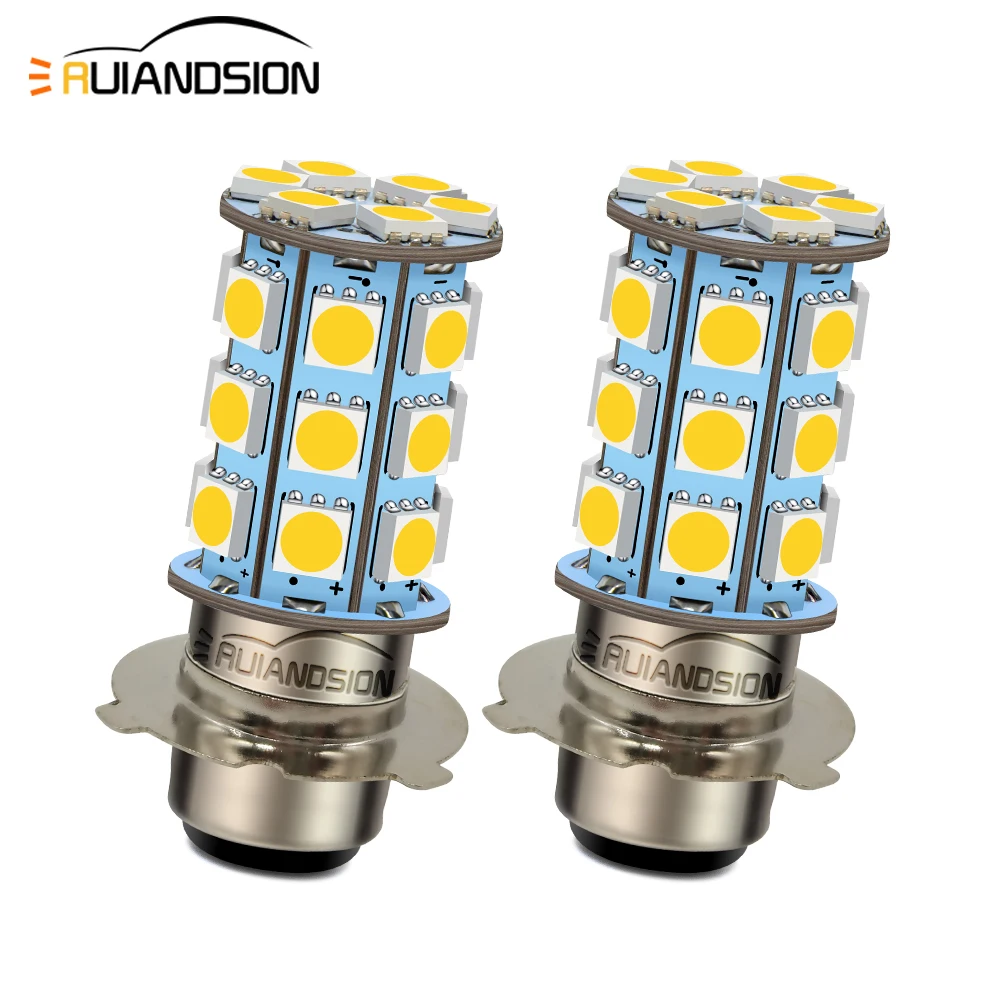 P15D-25-3 Headlight Bulb LED Scooter Lights High-Low Beam Lamp 6V 12V 24V Motorcycle Auxiliary Light Led Headlight Warm White