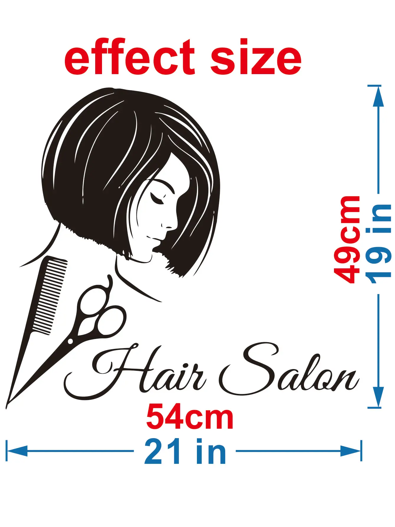 Vinyl Self-Adhesive Removable Stickers for Home Decor \'Hair Salon\' with  Scissors and Combs Perfect for Barber Shop Walls JZY192