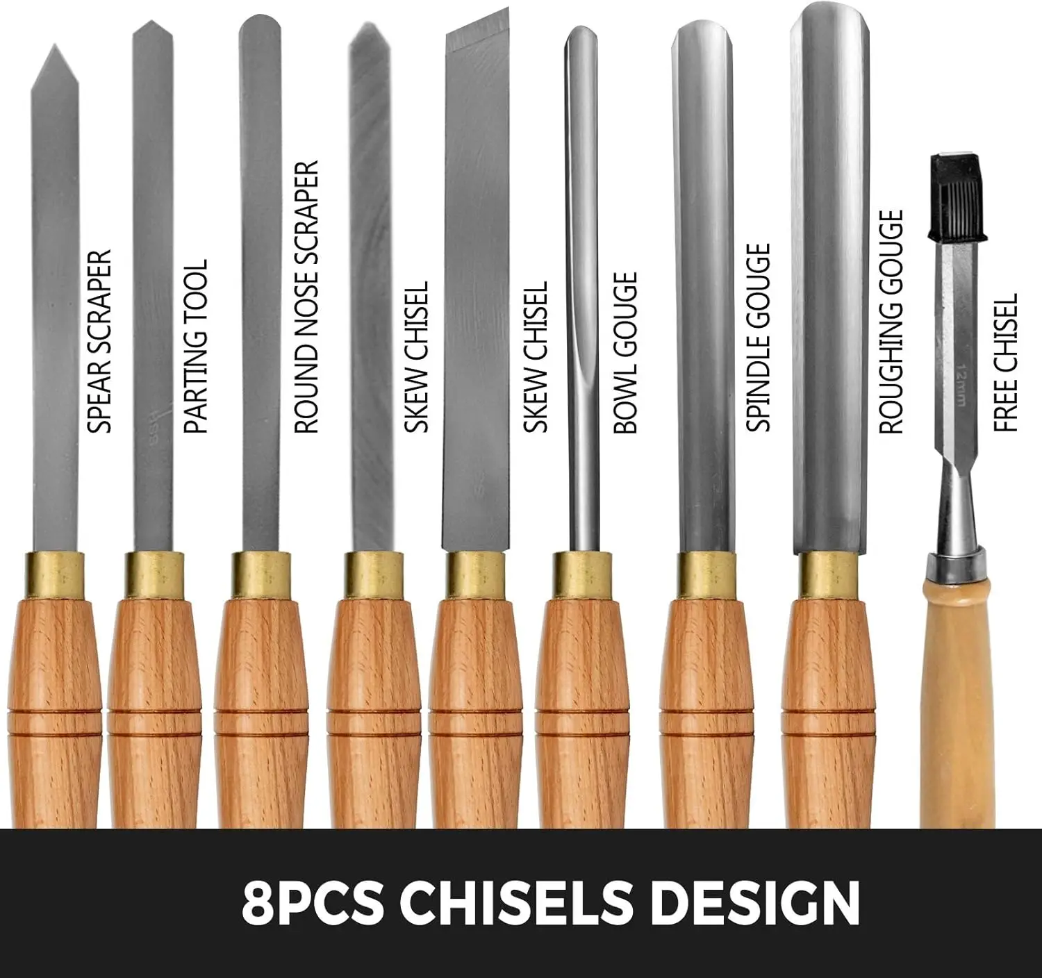 Bubut pahat 8 buah kayu bubut pahat Cutting ukiran baja HSS pisau kayu alat bubut pahat Set kotak kayu