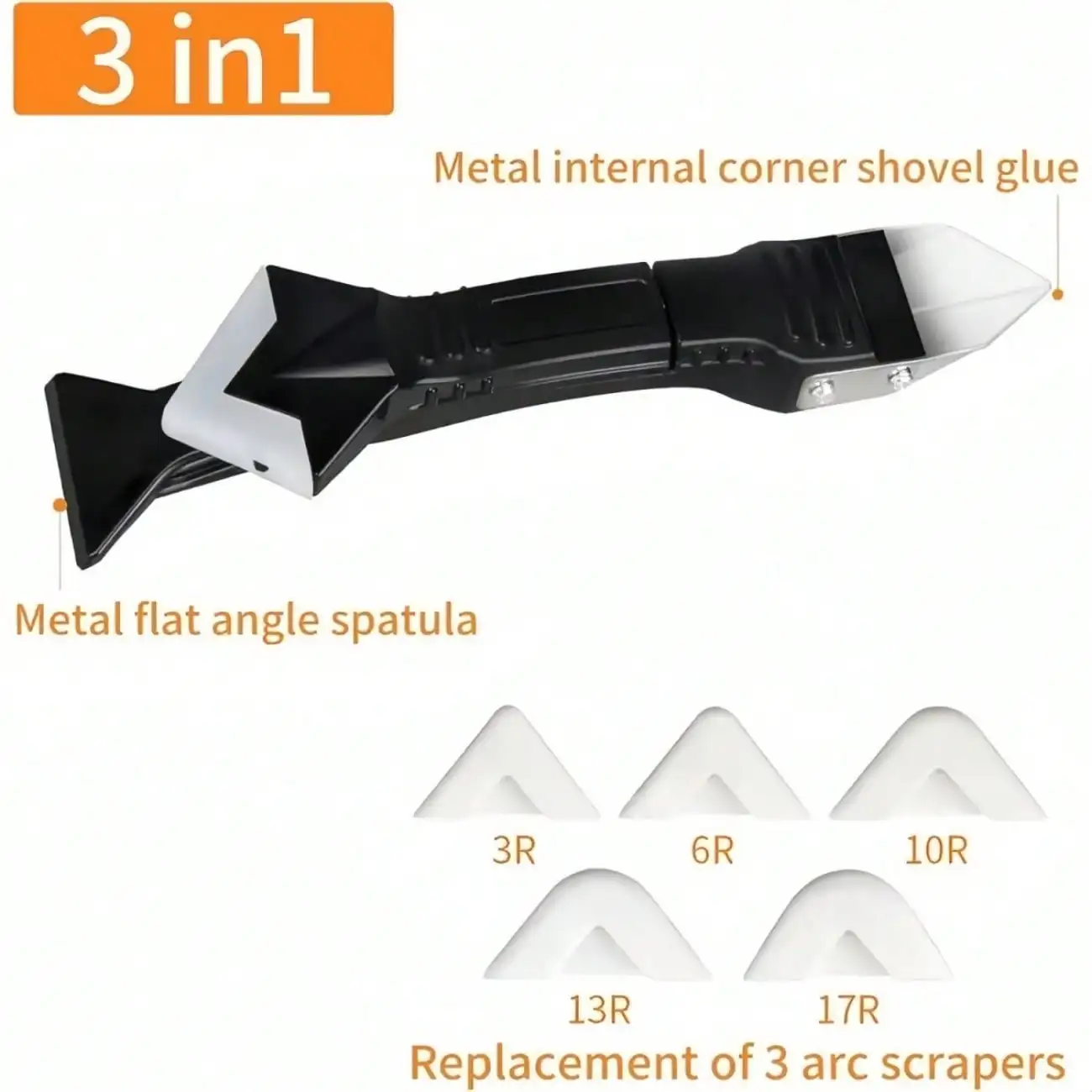 Silicone Caulking Tools-3 In 1 Sealant Finishing Tool Grout Remove Scraper Caulk Remover Glass Glue Angle Scraper For Bathroom,Kitchen,Floor,Window,Sink Joint,Frames Seal