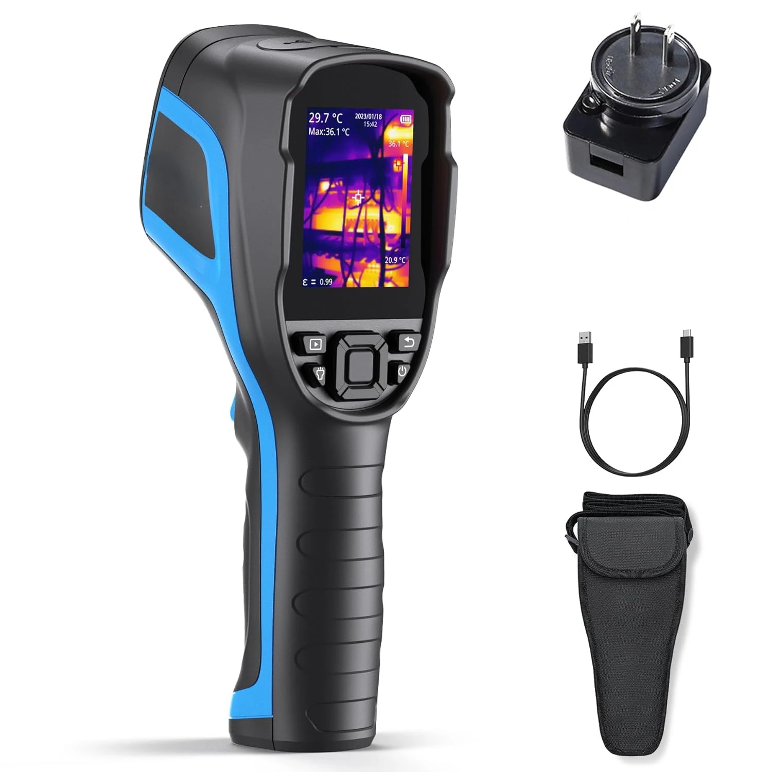 Thermal Imaging Camera, 256 x 192 IR High Resolution 12-Hour Battery Life Handheld Infrared Camera with PC Analysis