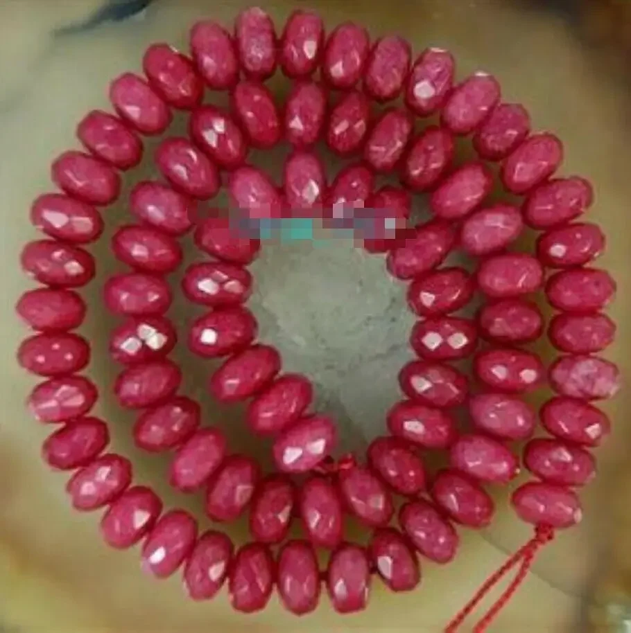 

Natuarl 5x8mm multi cut Brazilian Ruby abacus gem beads 15“ gem