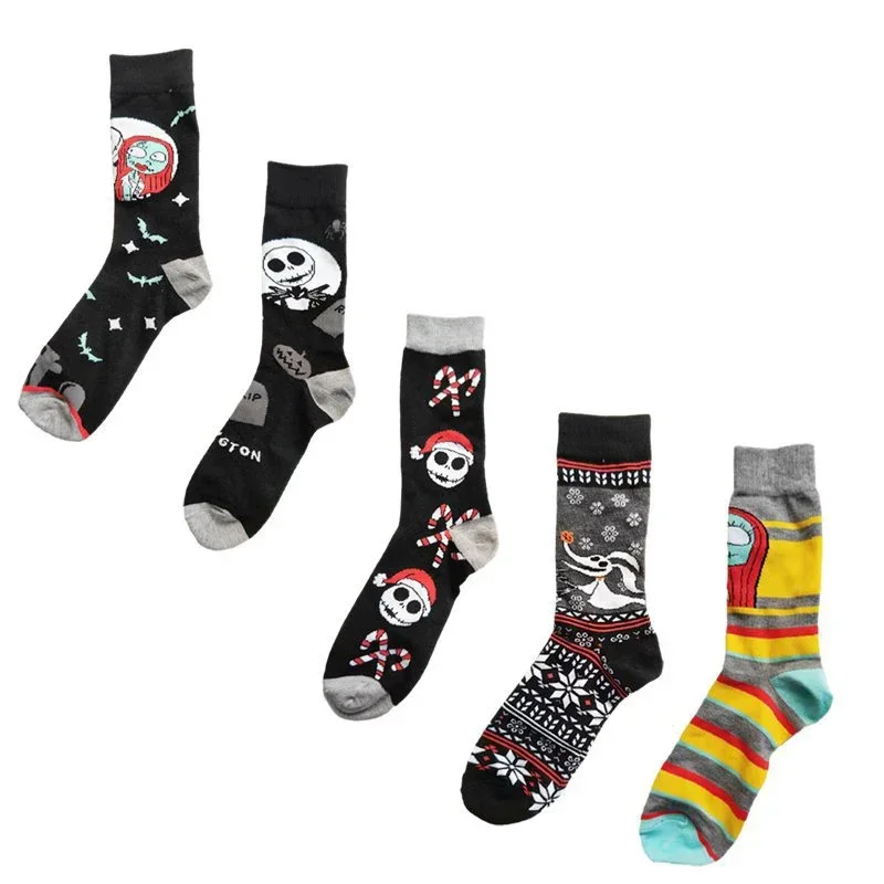 The Nightmare Before Christmas Cotton Socks Jack Sally Cartoon Anime Figure Stocking Men Women Adult Winter Warmth Neutral Ins