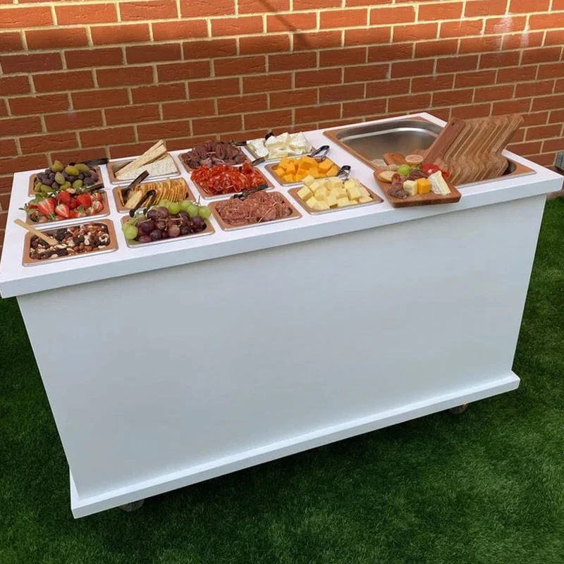 

White Foldable Metal Candy Cart Mobile Food Cart