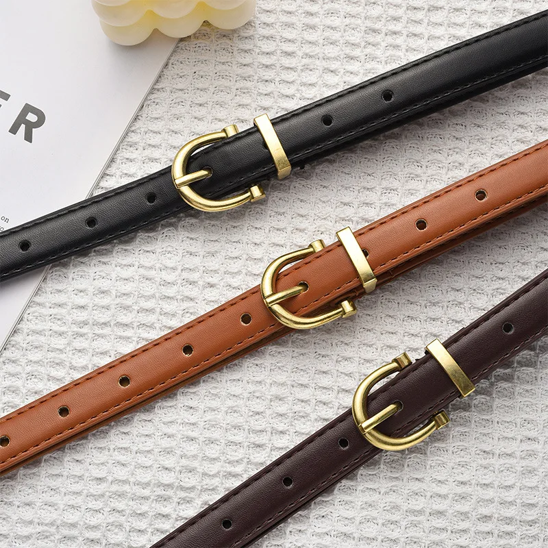 Cintura da donna Cinture sottili con fibbia ad ardiglione alla moda Cintura morbida di lusso genuina da donna con pantaloni cargo Jeans Cintura antivento Cintura in pelle PU