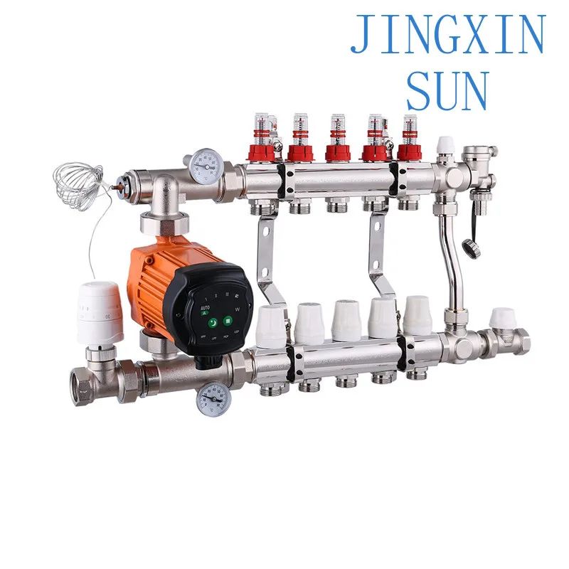 Brass mixing water valve with water group radiant floor heating manifold