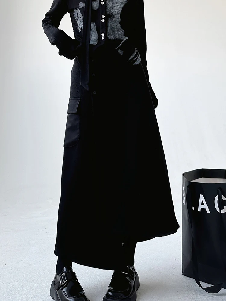 

Черная трикотажная юбка-миди с высокой талией, женская весенне-осенняя прямая утягивающая юбка-труба, удобная юбка из смеси хлопка