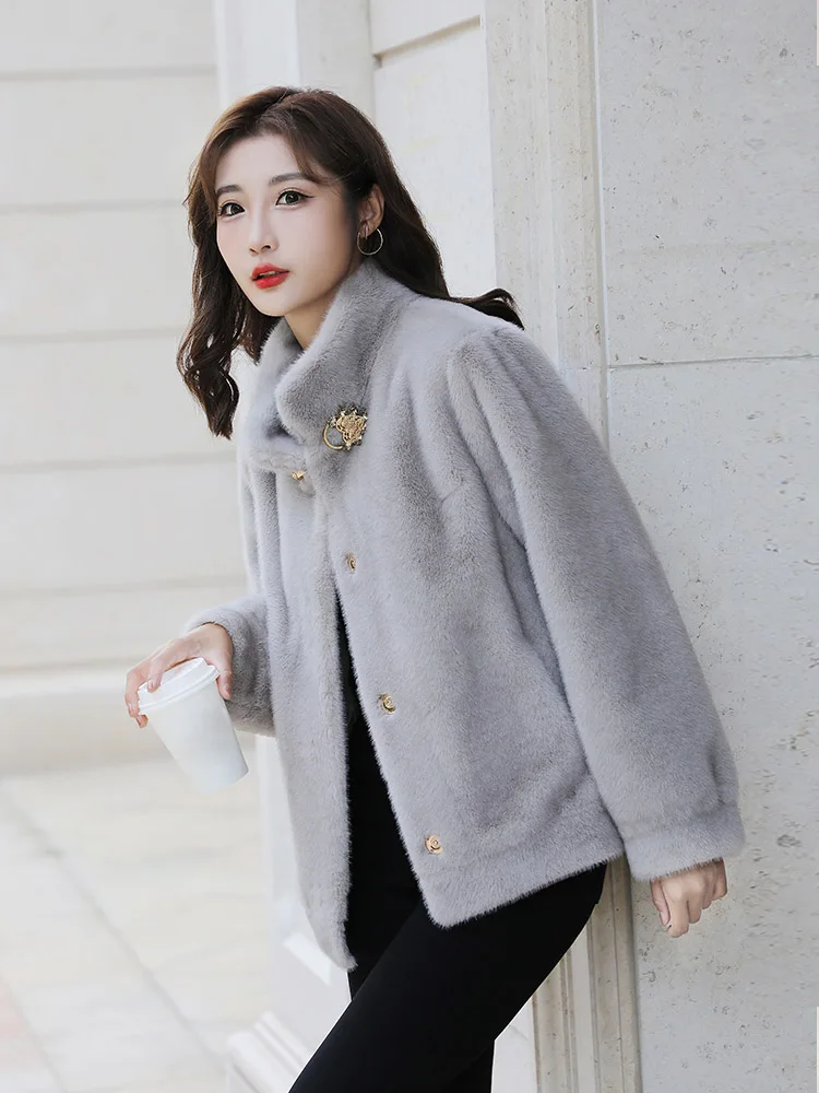 2025年婦人服厚手イミテーションミンクファーコート冬新作1115