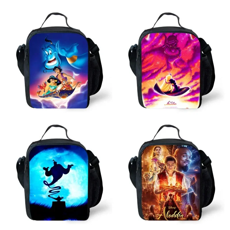 Mochila Aladdin Lunch bags for Child,Cartoon Aladdin School Picnic Bags for Girls Boys,Large Kids Cooler Bags for 4-10 years