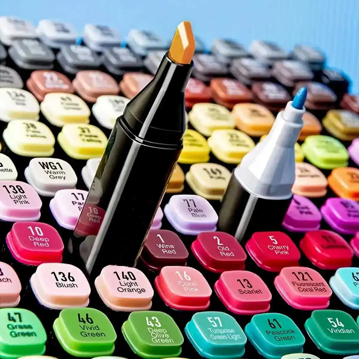 12pcs Alcohol Based Dual Tip Sketch Markers Assorted Colors with Base for Art Drawing and Design