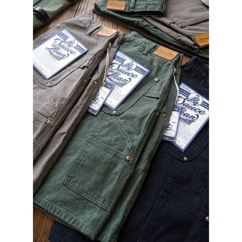 SAUCE ZHAN Men's Summer Cargo Shorts Distress Canvas Casual Shorts Regular Fit