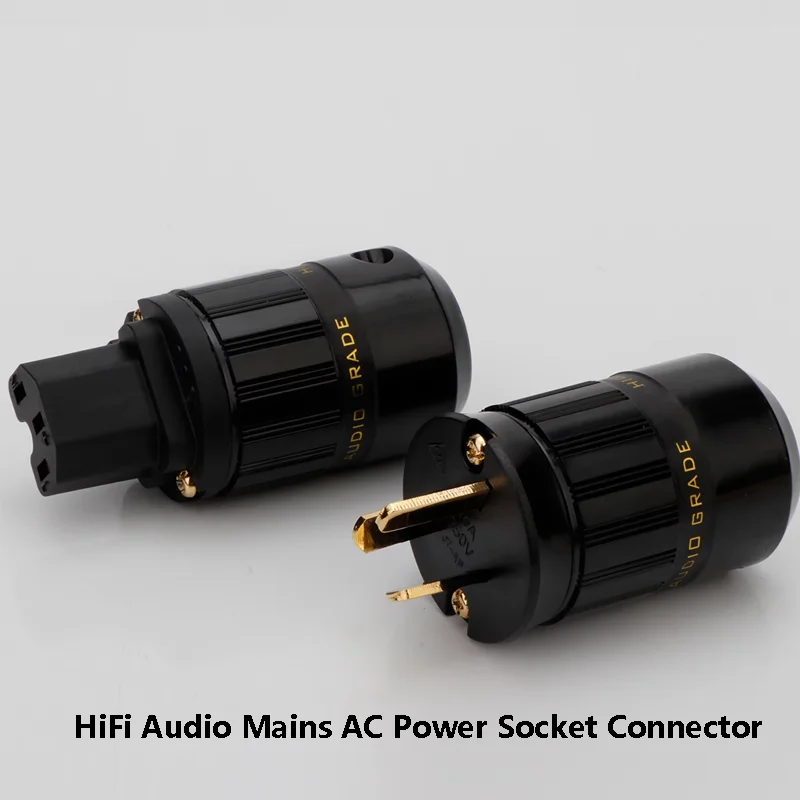 

HiFi Audio Mains AC Power Socket Connector Gold Plated IEC320 Male Female AU Electric Solder-Free Power Plug